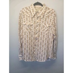 Vtg 70s Tem Tex western snap shirt 17 In/XL  Paisley Striped long tail cowboy